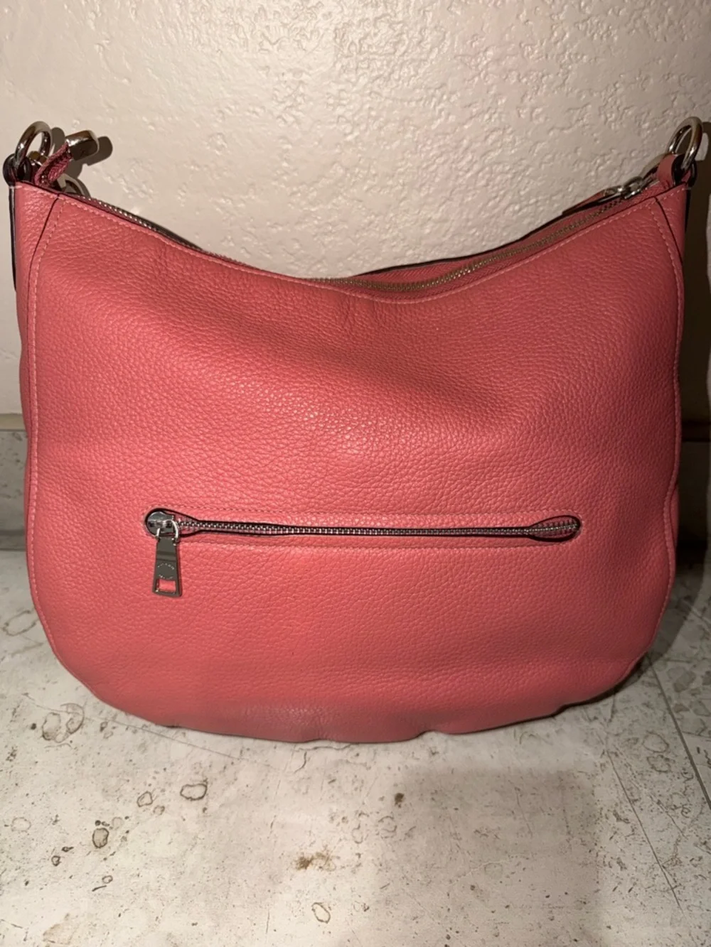 Coach Coral Pink Pebbled Leather Hobo Bag